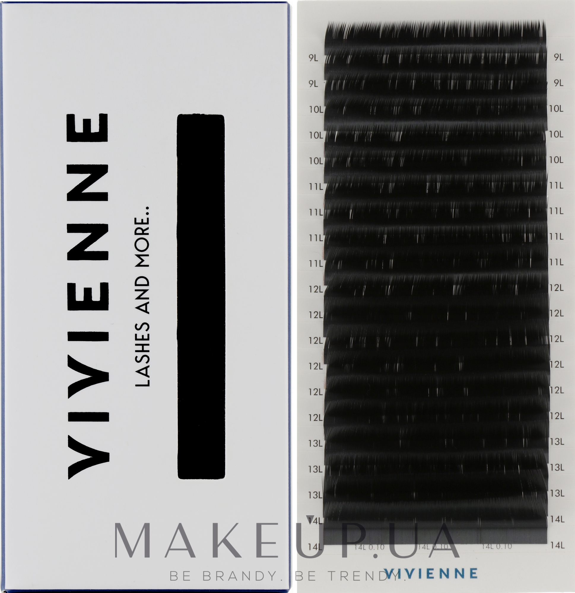 Накладні вії "Elite", чорні, 20 ліній (mix, 0,1, L, (9-14)) - Vivienne — фото 1уп