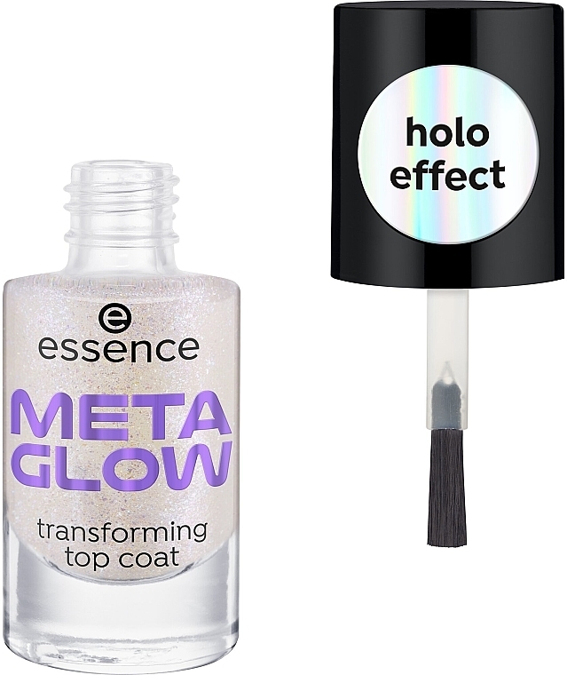 Топовое покрытие для ногтей с голографическим эффектом - Essence Meta Glow Transforming Top Coat