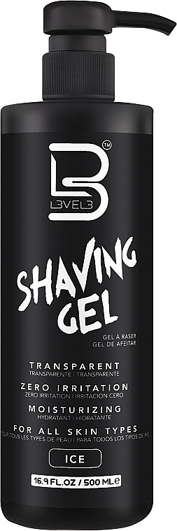 Гель для гоління зволожувальний - Level3 Transparent Shaving Gel Ice — фото N1