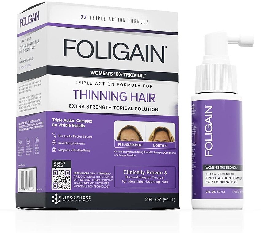 Сыворотка от выпадения волос для женщин - Foligain Women's Triple Action Complete Formula For Thinning Hair — фото N1