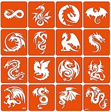 Колекція трафаретів для біо-тату "Dragons" - Fresh Tattoo — фото N1