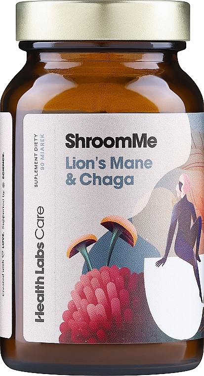 Харчова добавка для підвищення енергії та концентрації, 90 порцій - HealthLabs ShroomMe Lion's Mane & Chaga — фото N1