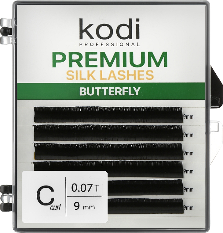 Накладные ресницы Butterfly Green C 0.07 (6 рядов: 9 мм) - Kodi Professional — фото N1