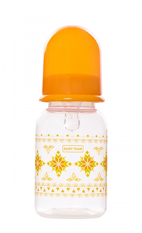 Пляшечка для годування із силіконовою соскою, 125 мл, 0+, помаранчева - Baby Team — фото N1