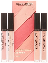 Духи, Парфюмерия, косметика Набор помад - Makeup Revolution My Colour My Way Pink Lipstick Set (lipstick/4x3ml)