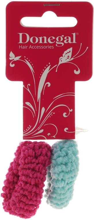 Резинки для волосся, 2 шт., рожева і м'ятна - Donegal Ponytail Holder Woolly — фото N1