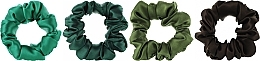 Духи, Парфюмерия, косметика Набор шелковых резинок для волос, зеленые, 4 шт - ScrunchyUA