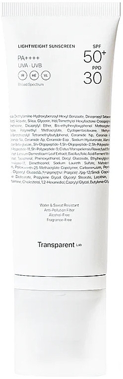 Солнцезащитный крем для лица - Transparent Lab Lightweight Sunscreen SPF50+ — фото N1