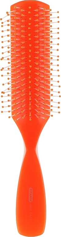 Щетка массажная узкая 9 рядов, оранжевая - Titania — фото N1