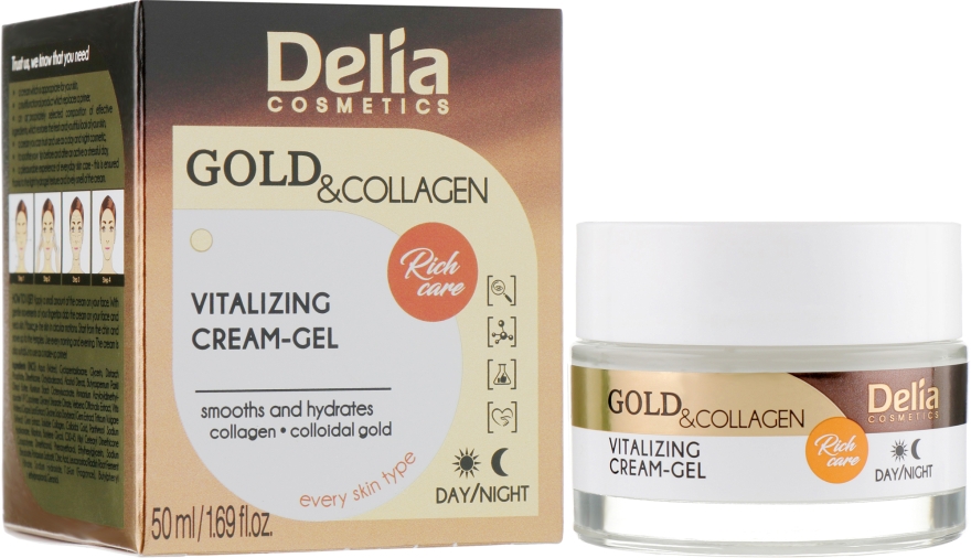 Витализирующий крем-гель для лица - Delia Gold & Collagen Vitalizing Cream-Gel — фото N1