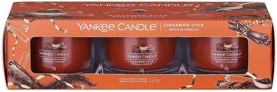 Набор ароматических свечей "Палочки корицы" - Yankee Candle Cinnamon Stick (candle/3x37g) — фото N1