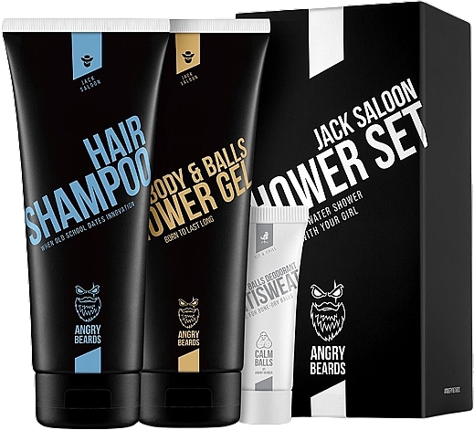 Набор - Angry Beards Jack Saloon Shower Set (sh/gel/230ml + shm/230ml + deo/8ml) — фото N1