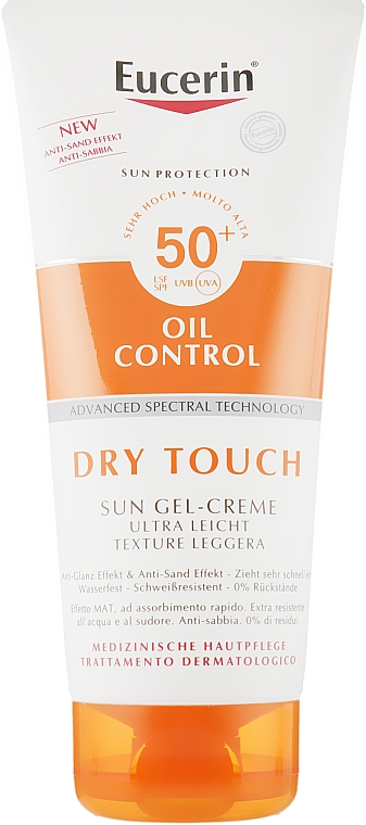 Сонцезахисний ультралегкий гель-крем з матувальним ефектом - Eucerin Oil Control Dry Touch Sun Gel-Cream SPF50+ — фото N1