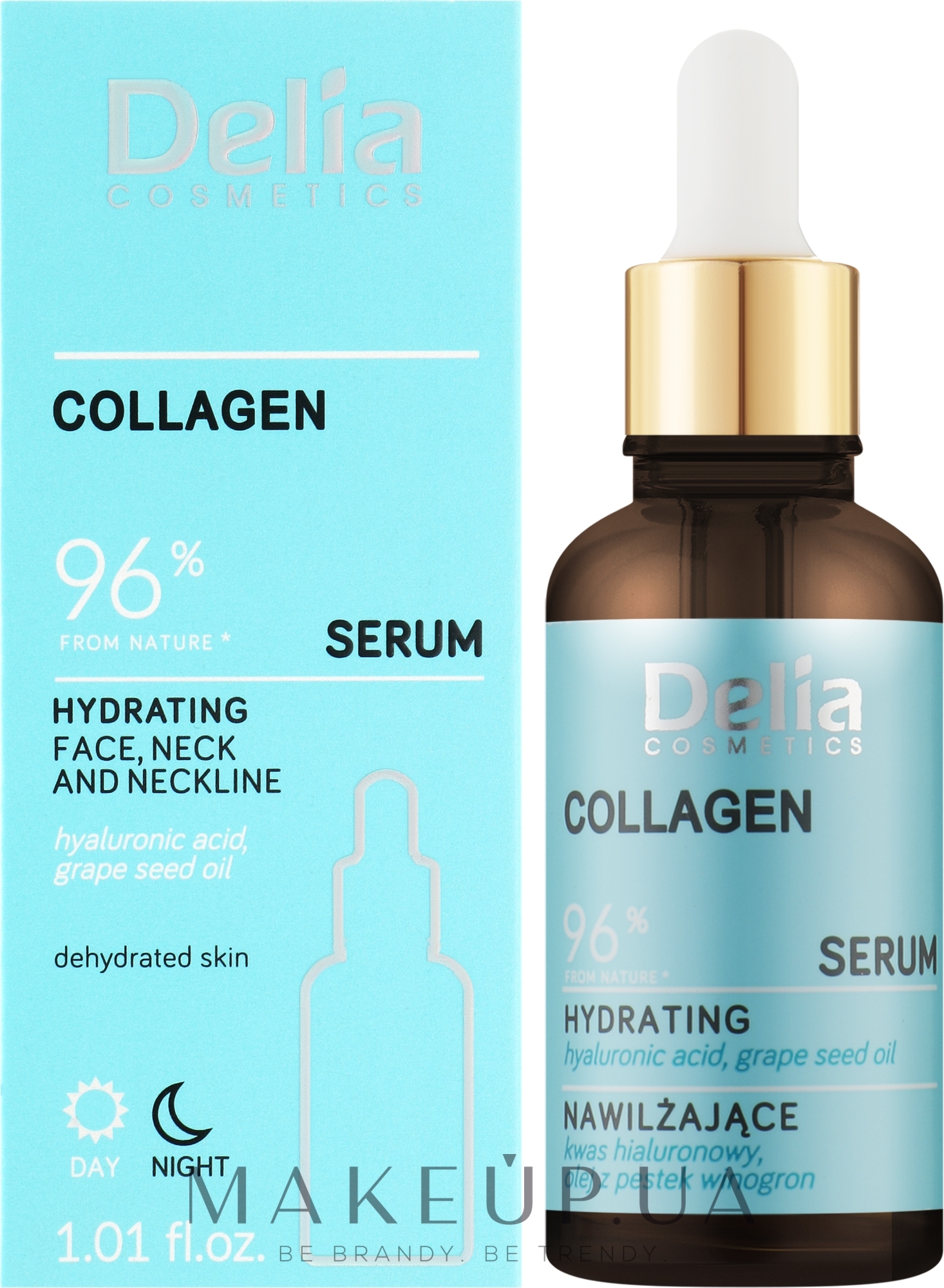 Зволожувальна сироватка для обличчя, шиї й зони декольте з колагеном - Delia Collagen Serum — фото 30ml