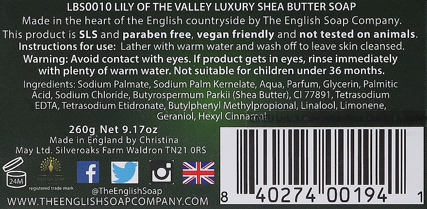 Мыло "Ландыши" - The English Soap Company Lily Of The Valley Luxury Shea Butter Soap — фото N3