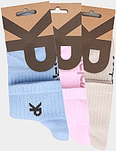 Шкарпетки середні для жінок "Women's Socks KP Sport 3-Pack", 3 пари, блакитні, рожеві та бежеві - Keyplay — фото N2