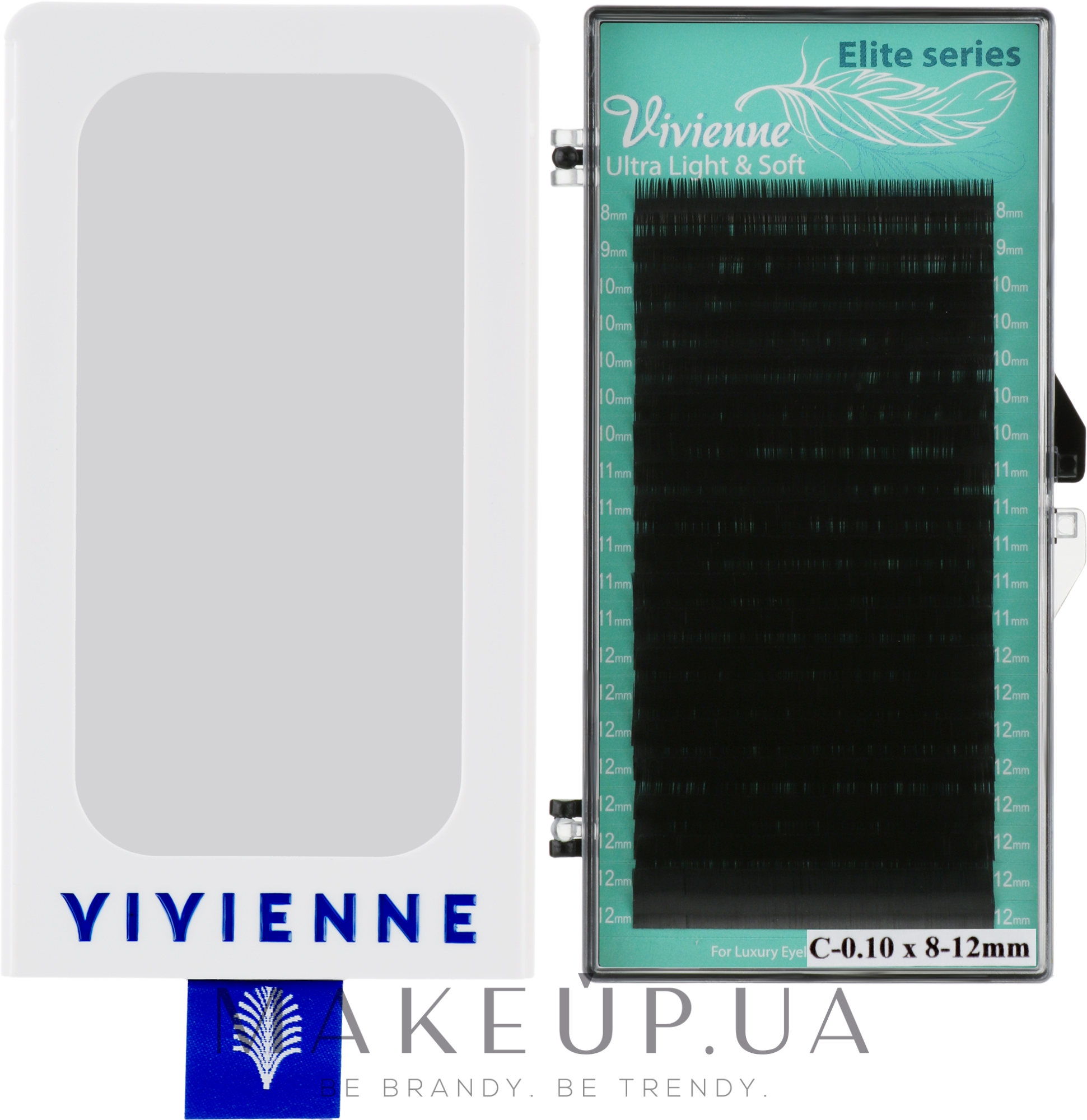 Накладные ресницы "Elite", черные, 20 линий (mix, 0,1, С, 8-12) - Vivienne — фото 1уп