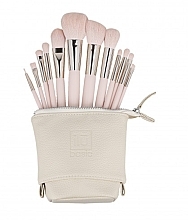 Набір з 12 пензлів для макіяжу + чохол, рожевий - ILU Brush Set — фото N1