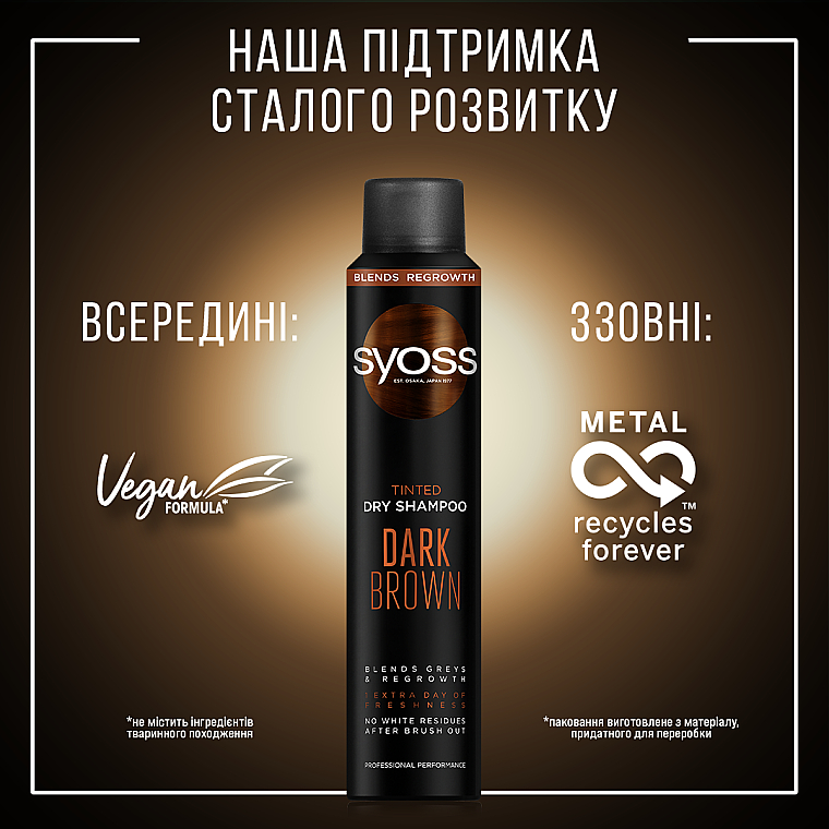 Тонувальний сухий шампунь для темного волосся - Syoss Tined Dry Shampoo — фото N2