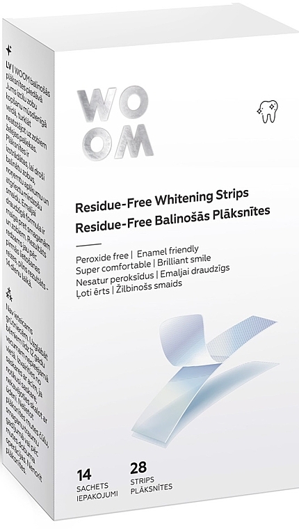 Відбілювальні смужки для зубів - Woom Residue-Free Whitening Strips — фото N1