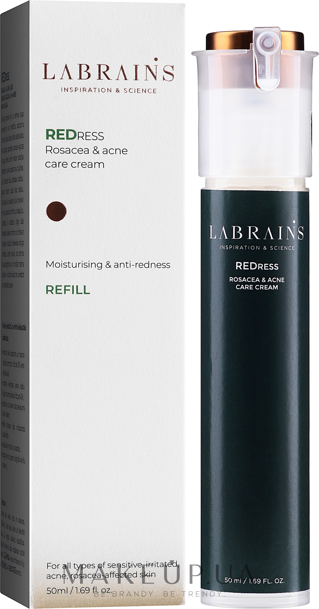 Крем для ухода за лицом при розацеа и акне - Labrains Redress Rosacea & Acne Care Cream (запаска) — фото 50ml