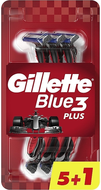 Набор одноразовых станков для бритья, 5+1шт - Gillette Blue III Red and White — фото N1