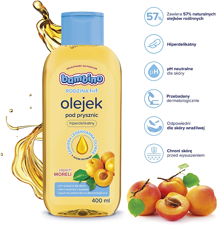 Олія для душу з ароматом абрикоса - NIVEA Bambino Family Shower Oil — фото N5