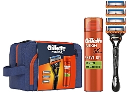 Набор - Gillette Fusion 5 (gel/200ml + razor/1pc + blade/4pcs + bag/1pc) — фото N2