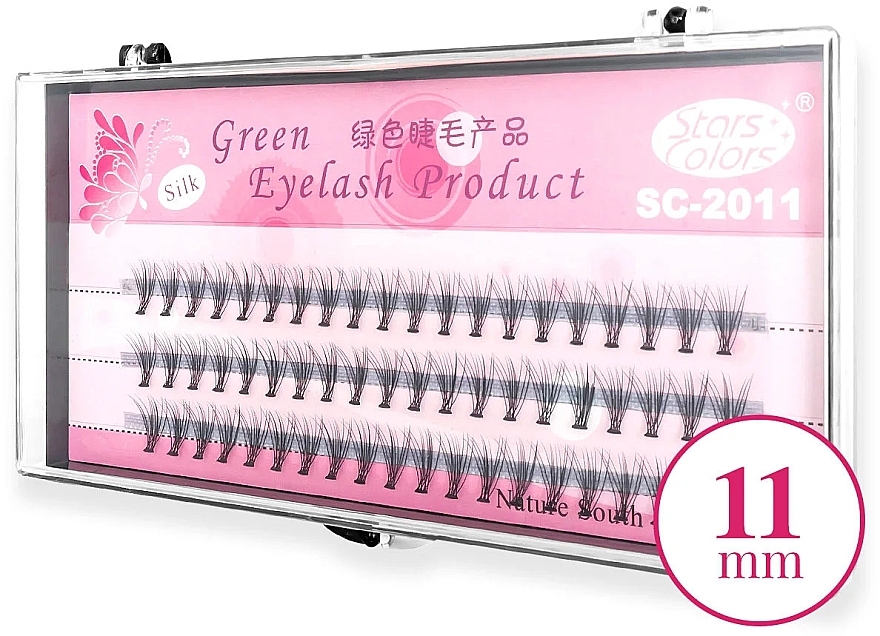 Накладные пучки, C, 11 мм - Clavier Pink Silk Green Eyelash — фото N1