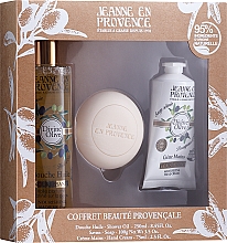 Парфумерія, косметика Набір - Jeanne en Provence Divine Olive (show/oil/250ml + h/cr/75ml + soap/100g)