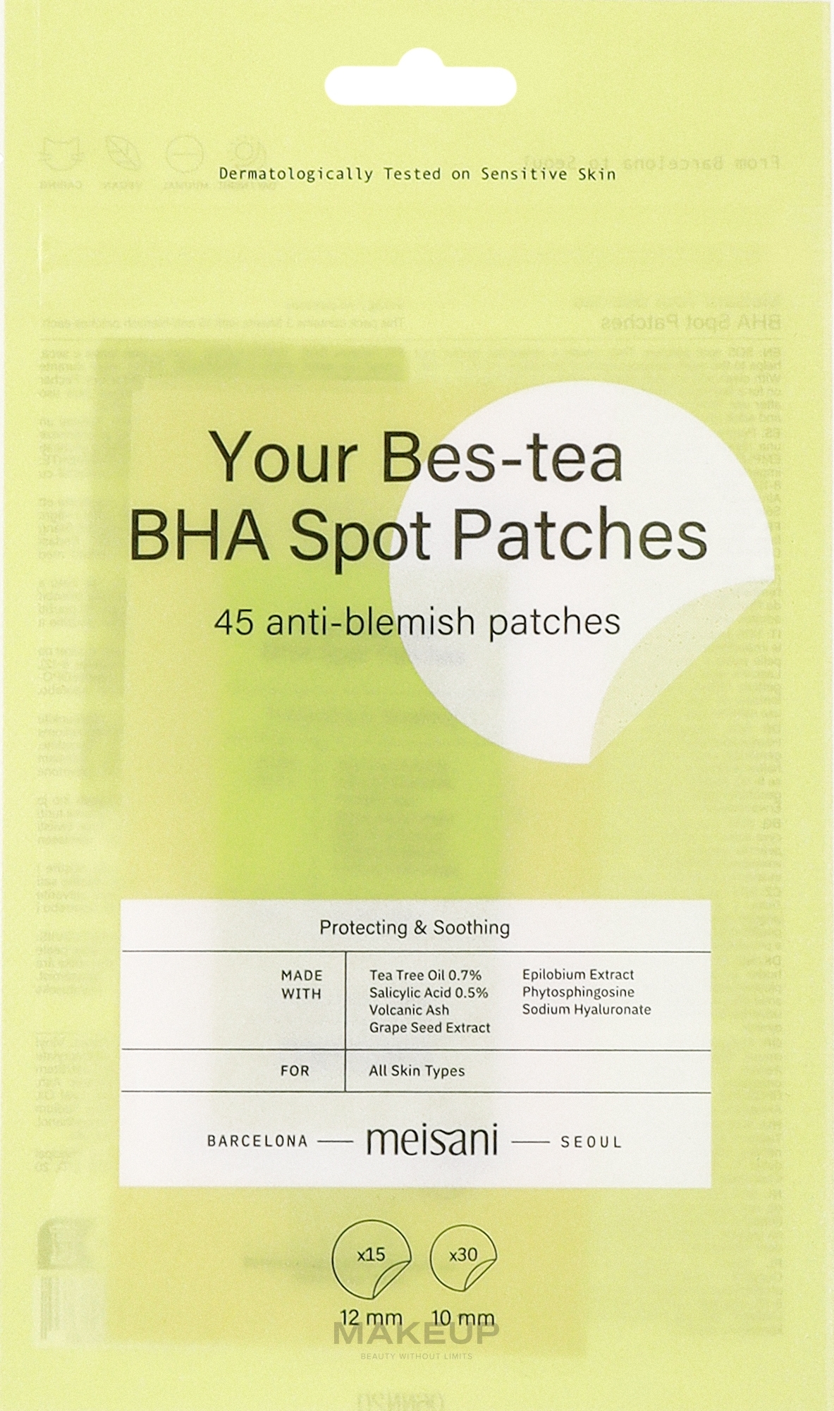 Патчи против высыпаний с чайным деревом и салициловой кислотой - Meisani Your Bes-tea BHA Spot Patches — фото 45шт