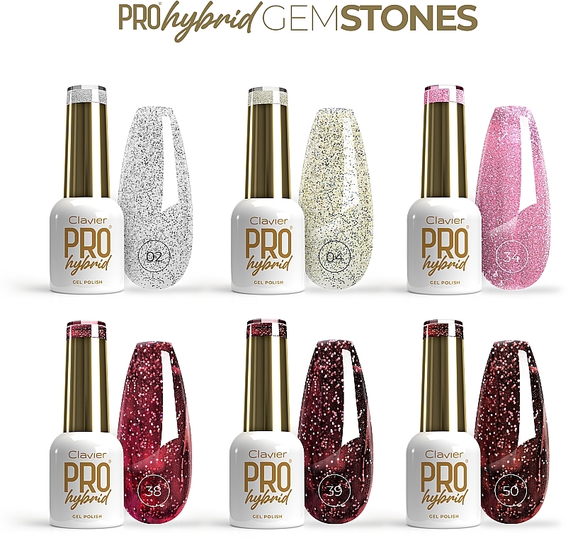 Набір із 6 лаків для нігтів у подарунковому пакованні - Clavier ProHybrid Gold Gem Stones (nail polish/6x8ml) — фото N2