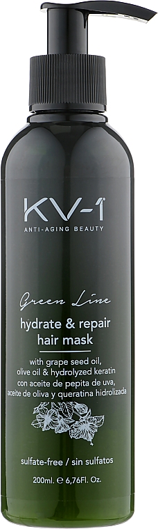 Маска-кондиціонер для зволоження й живлення волосся - KV-1 Green Line Hydrate & Repair Hair Mask — фото N1