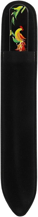 Пилочка стеклянная 95-1152, с ручной росписью, серо-черная с птицей 115 мм - SPL — фото N2