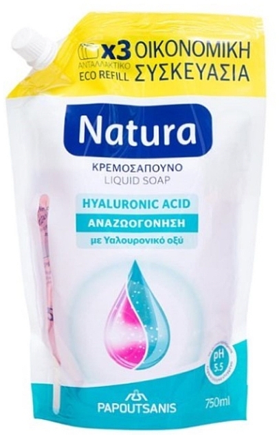 Рідке крем-мило з гіалуроновою кислотою - Papoutsanis Natura Hyaluronic Acid (Refill) — фото N1