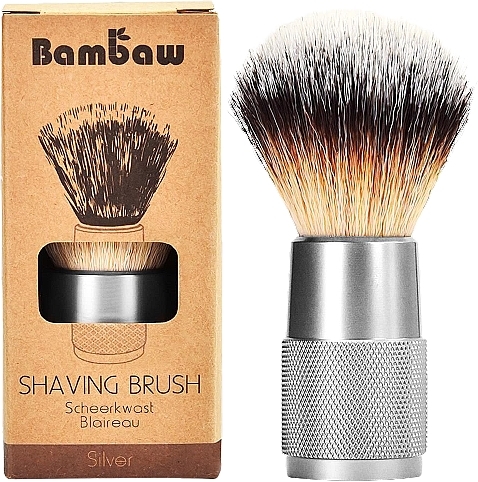 Помазок для бритья, серебро - Bambaw Vegan Shaving Brush Silver — фото N1