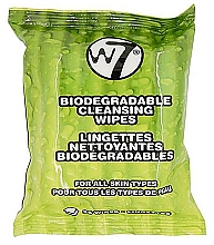 Парфумерія, косметика Вологі серветки для зняття макіяжу - W7 Biodegradable Cleansing Wipes