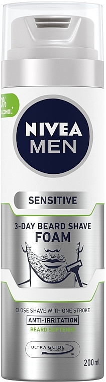 Безалкогольная пена для бритья 3-х дневной щитины - NIVEA MEN Sensitive Shaving Foam — фото N1