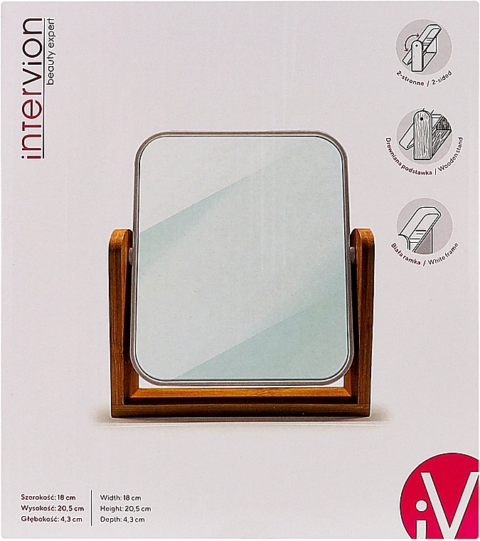 Косметическое зеркало на бамбуковой подставке, двустороннее, 418009 - Inter-Vion Bamboo Glass — фото N2