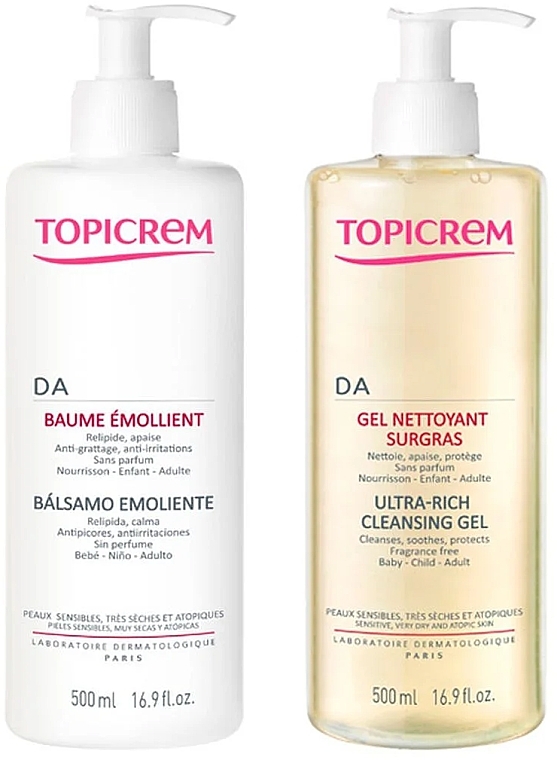 Набор - Topicrem DA Pack (cl/gel/500ml + b/balm/500ml) — фото N1