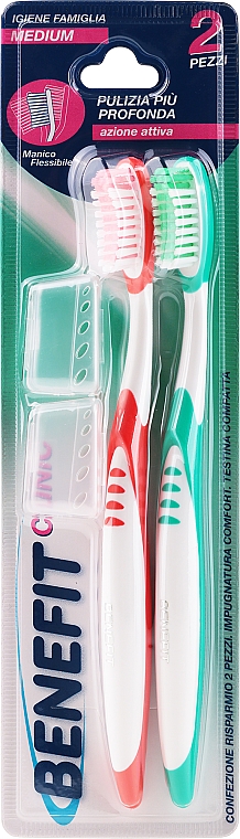 Набор зубных щеток, красная + зеленая - Mil Mil Benefit — фото N2