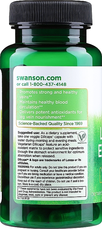 Капсули для здоров'я вен на ногах - Swanson Leg Vein Essentials Delayed-Release — фото N2
