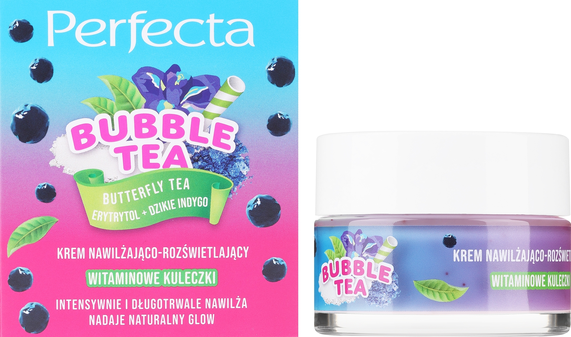 Зволожувальний та освітлювальний крем для обличчя - Perfecta Bubble Tea Butterfly Tea — фото 50ml