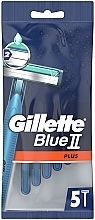УЦЕНКА Набор одноразовых станков для бритья с двойным лезвием, 5шт - Gillette Blue II Plus * — фото N2