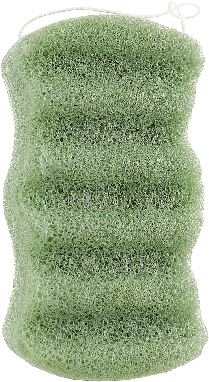 Спонж для умывания конжаковый "Волна", зеленый чай - Cosmo Shop Konjac Sponge Craft Box — фото N1