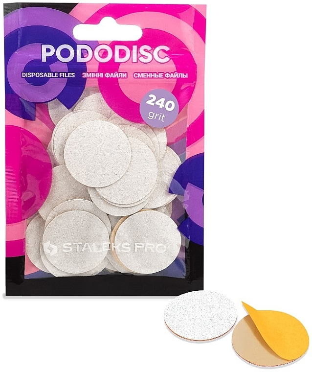 Змінні файли для педикюрного диска "Pododisc", L, білі, 240 грит, 50 шт. - Staleks Pro — фото N1