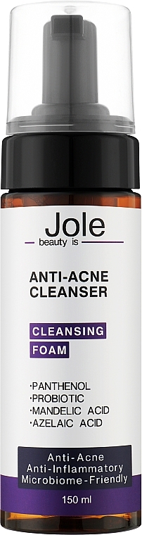 Очищающая пенка для умывания с азелаиновой кислотой, ниацинамидом и пробиотиками - Jole Anti Acne Cleanser Foam