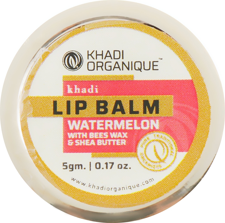 Натуральний аюрведичний бальзам для губ "Кавун" з бджолиним воском і медом - Khadi Organique Watermelon Lip Balm — фото N1