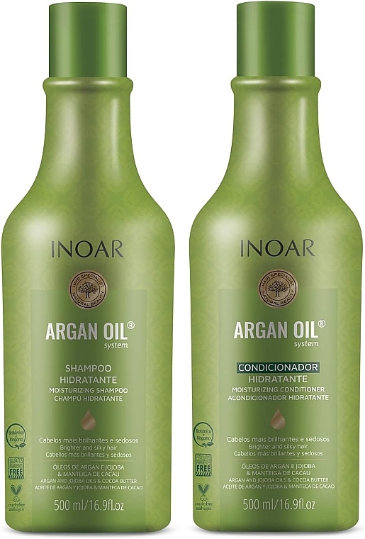 Набор для жирных волос - Inoar Argan Oil Kit (shm/500ml + conditioner/500ml) — фото N1