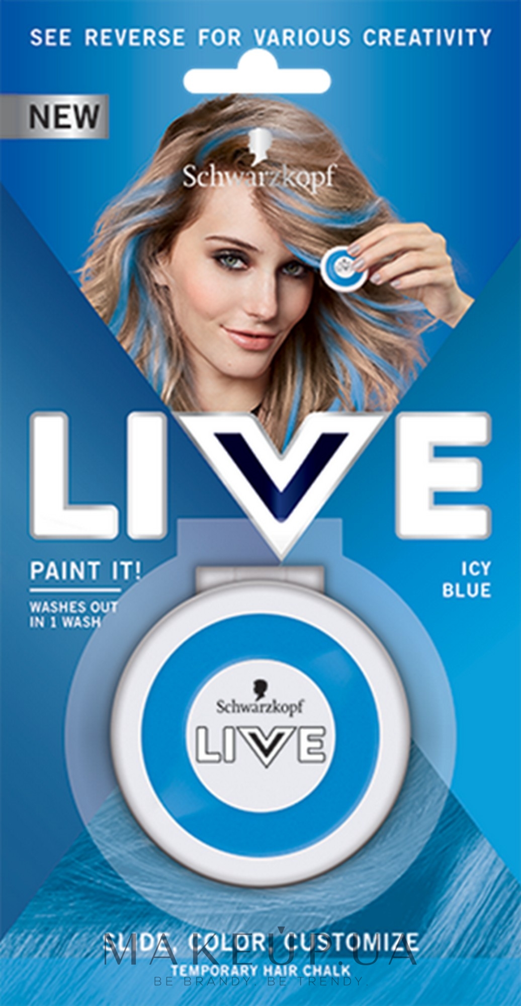 Смываемый мелок для волос - Schwarzkopf Live Paint It! — фото Icy Blue